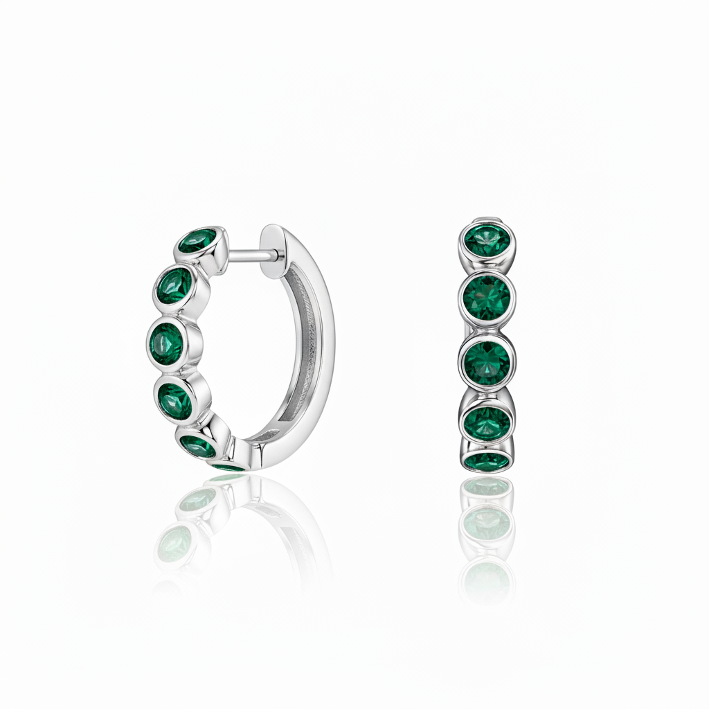 Forma Mini Hoop Earrings – Zambian Green Emerald