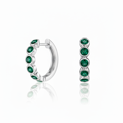 Forma Mini Hoop Earrings – Zambian Green Emerald