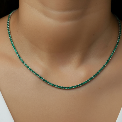 Juno Mini Tennis Necklace – Zambian Green Emerald