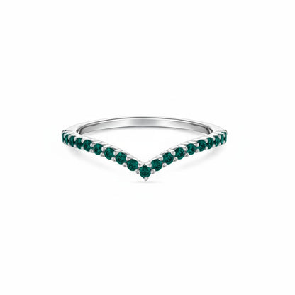 Linea V Demi Ring – Zambian Green Emerald