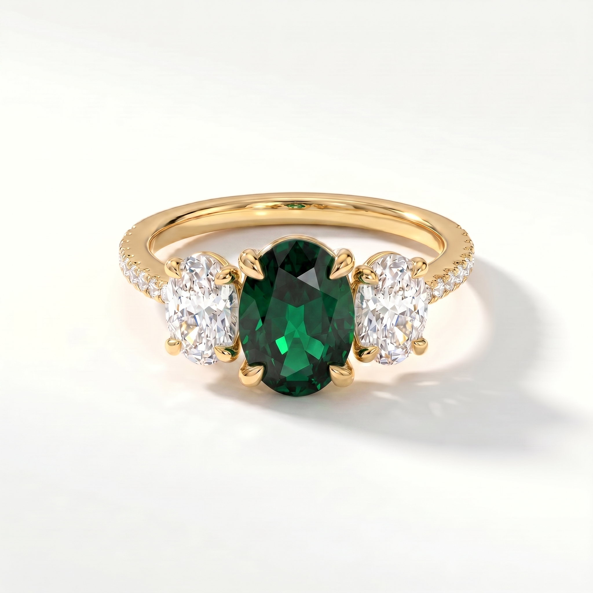 Velara Trilogy Pavé Ring – Zambian Green Emerald