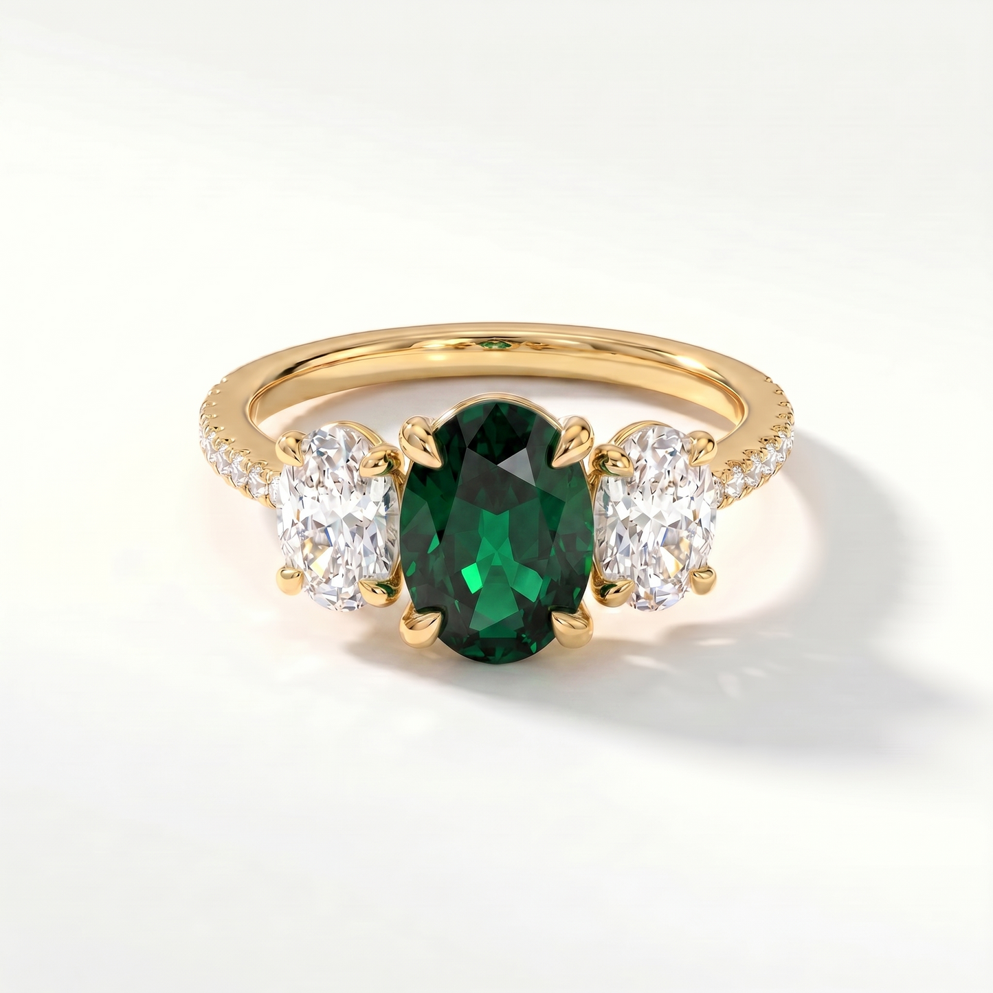 Velara Trilogy Pavé Ring – Zambian Green Emerald