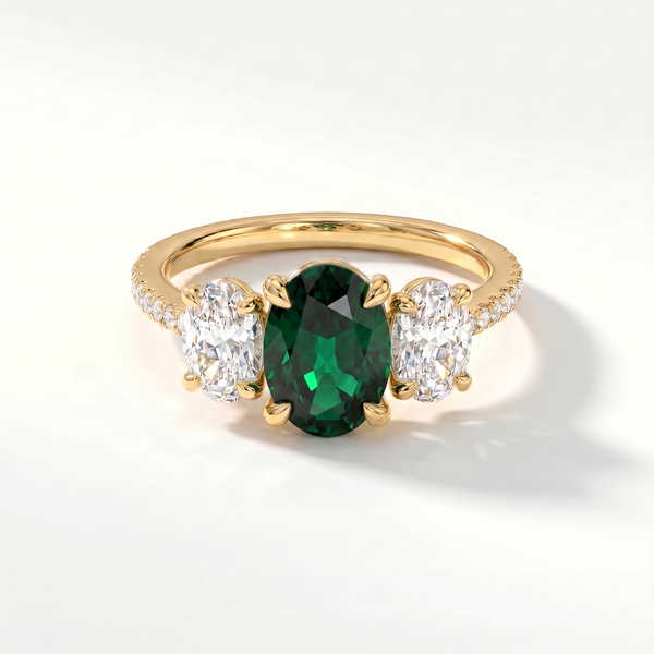 Velara Trilogy Pavé Ring – Zambian Green Emerald