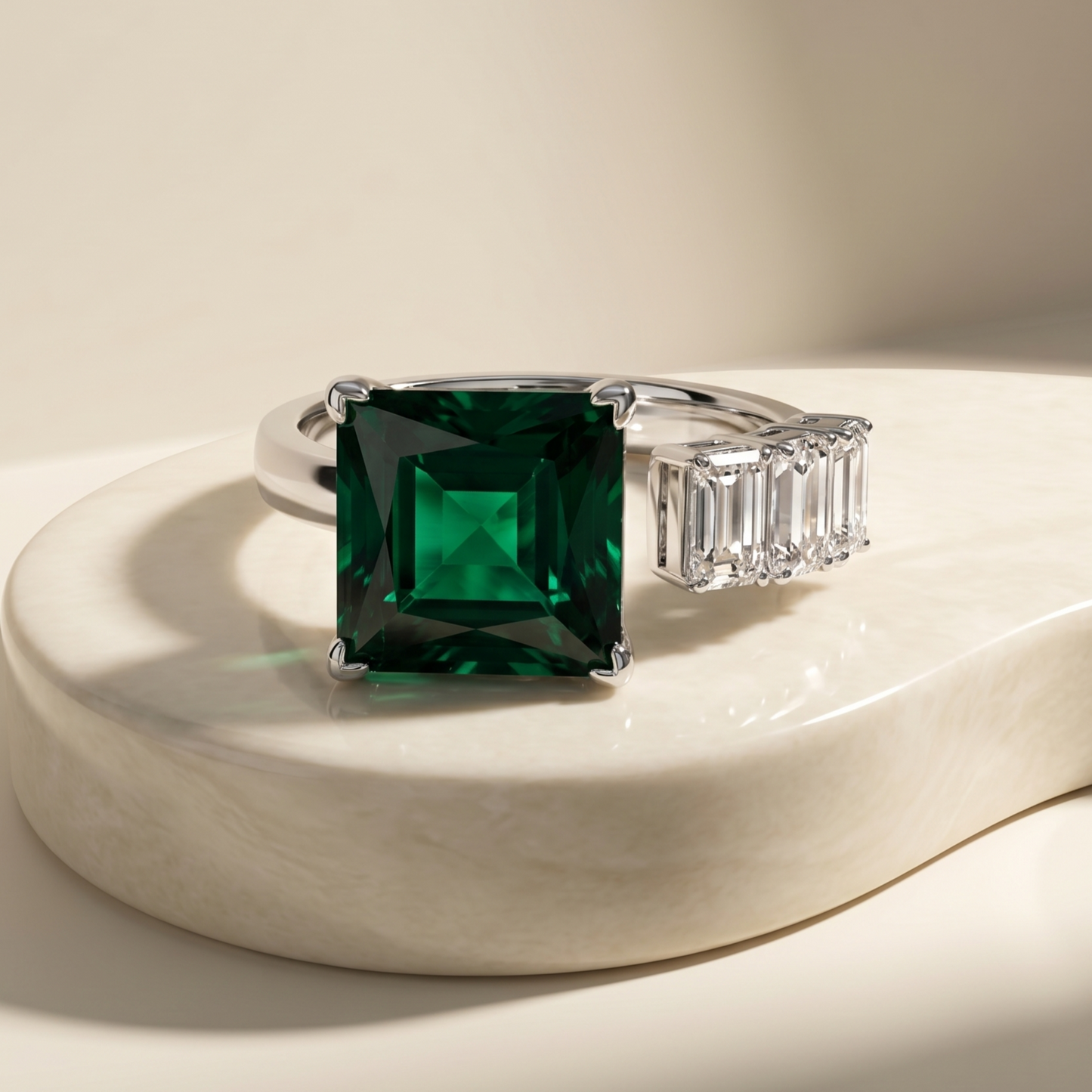 Aria Princess Open Ring – Zambian Green Emerald