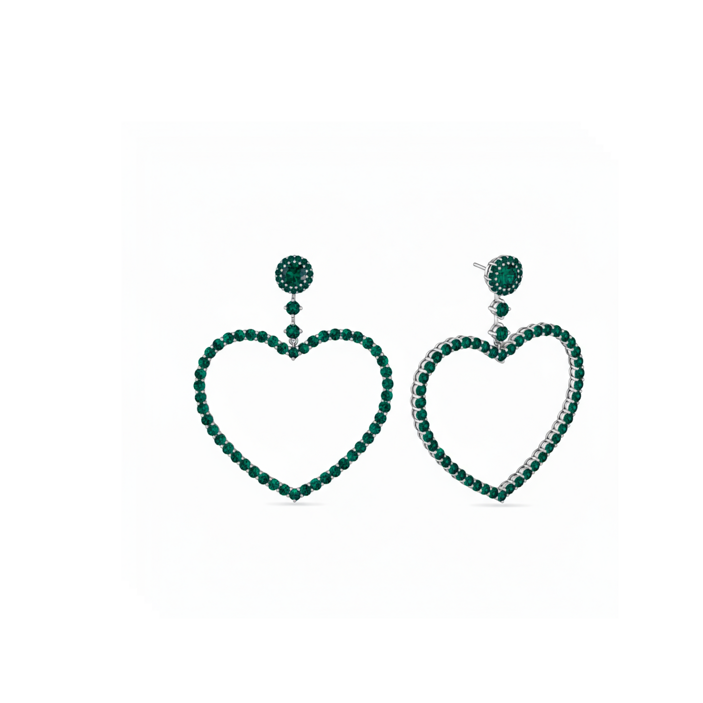 Amore Grand Heart Earrings – Zambian Green Emerald