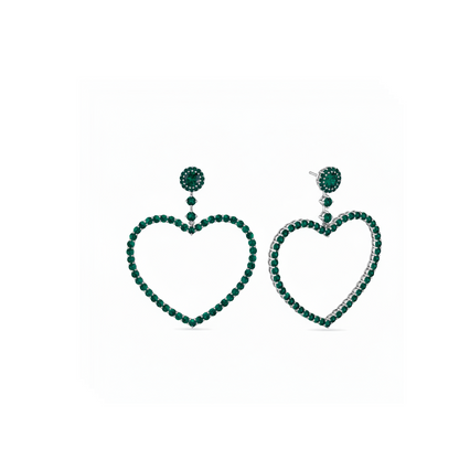 Amore Grand Heart Earrings – Zambian Green Emerald