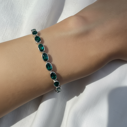 Velara Frame Tennis Bracelet – Zambian Green Emerald