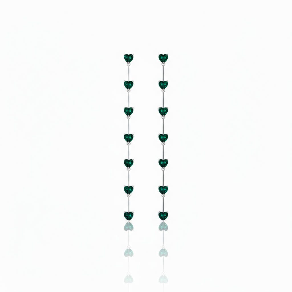 Amore Long Drop Earrings – Zambian Green Emerald