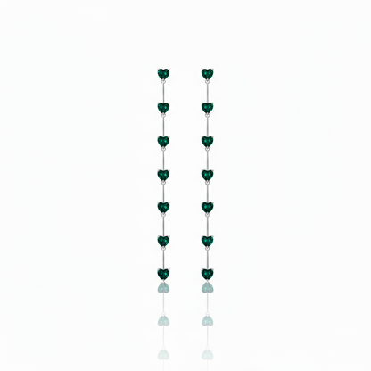 Amore Long Drop Earrings – Zambian Green Emerald