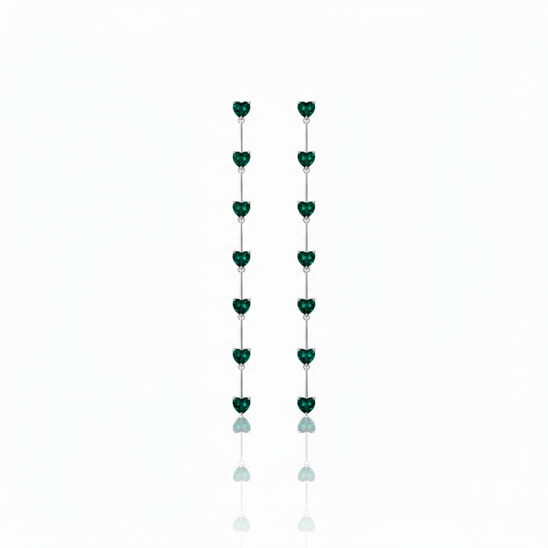 Amore Long Drop Earrings – Zambian Green Emerald
