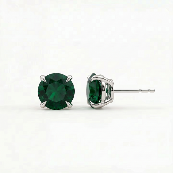 Juno Stud Earrings – Zambian Green Emerald