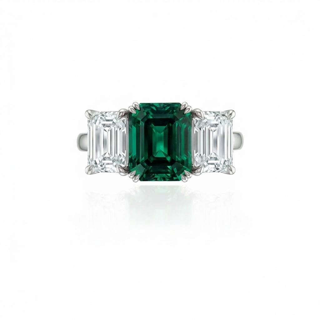 Nexus Trilogy Ring – Zambian Green Emerald