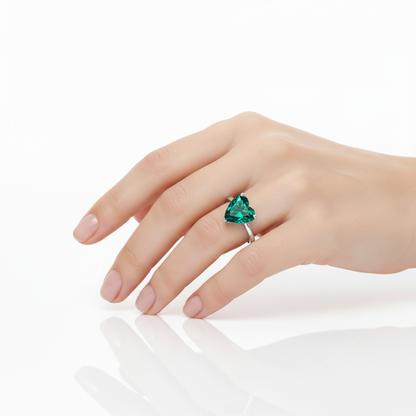 Amore Bold Solitaire Ring – Zambian Green Emerald