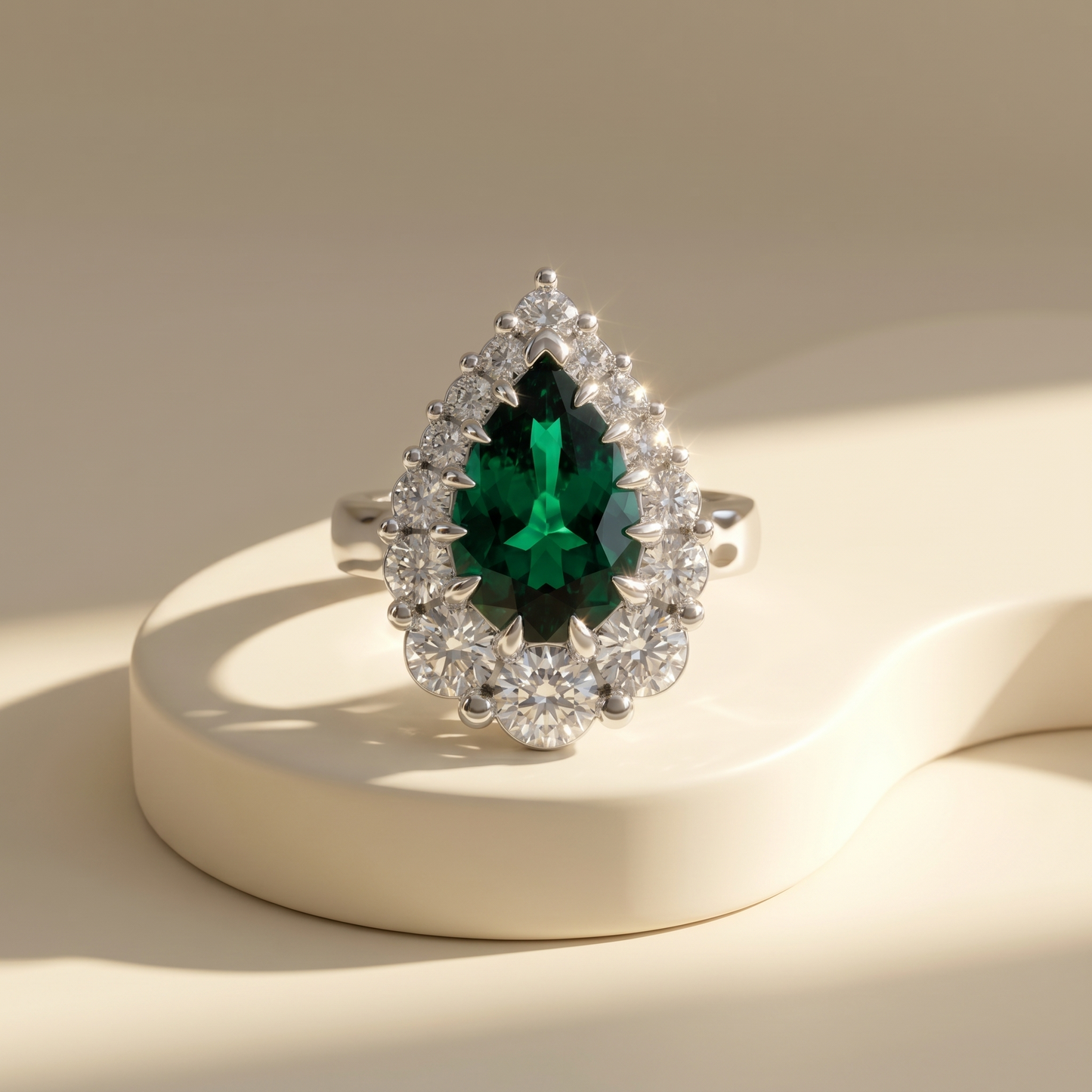 Nova Halo Ring – Zambian Green Emerald