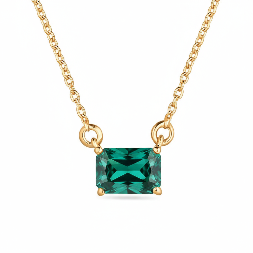 Nexus Solitaire Necklace – Zambian Green Emerald