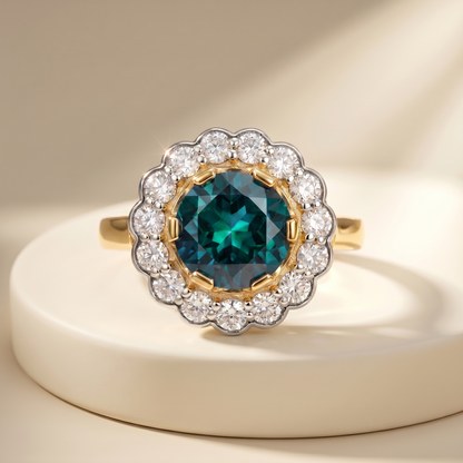 Juno Daisy Ring – Zambian Green Emerald