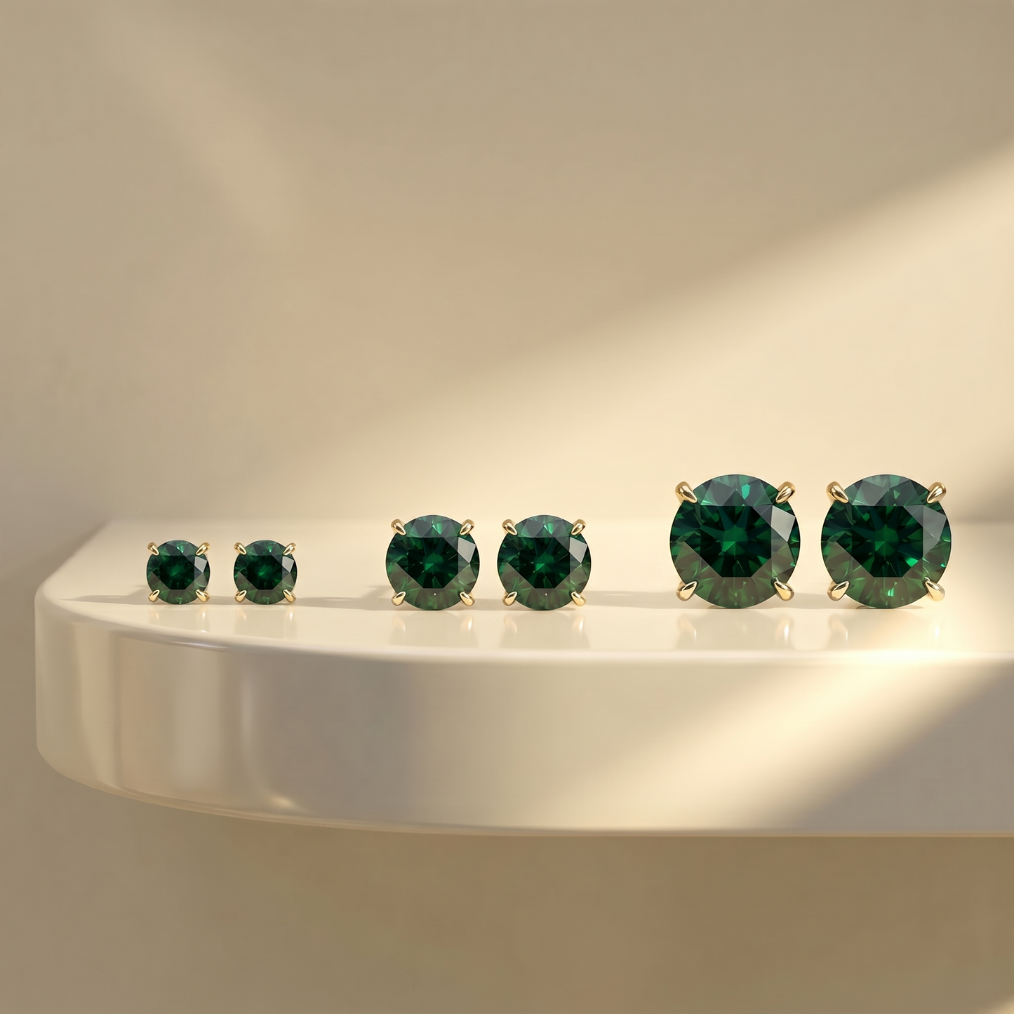 Juno Stud Earrings – Zambian Green Emerald