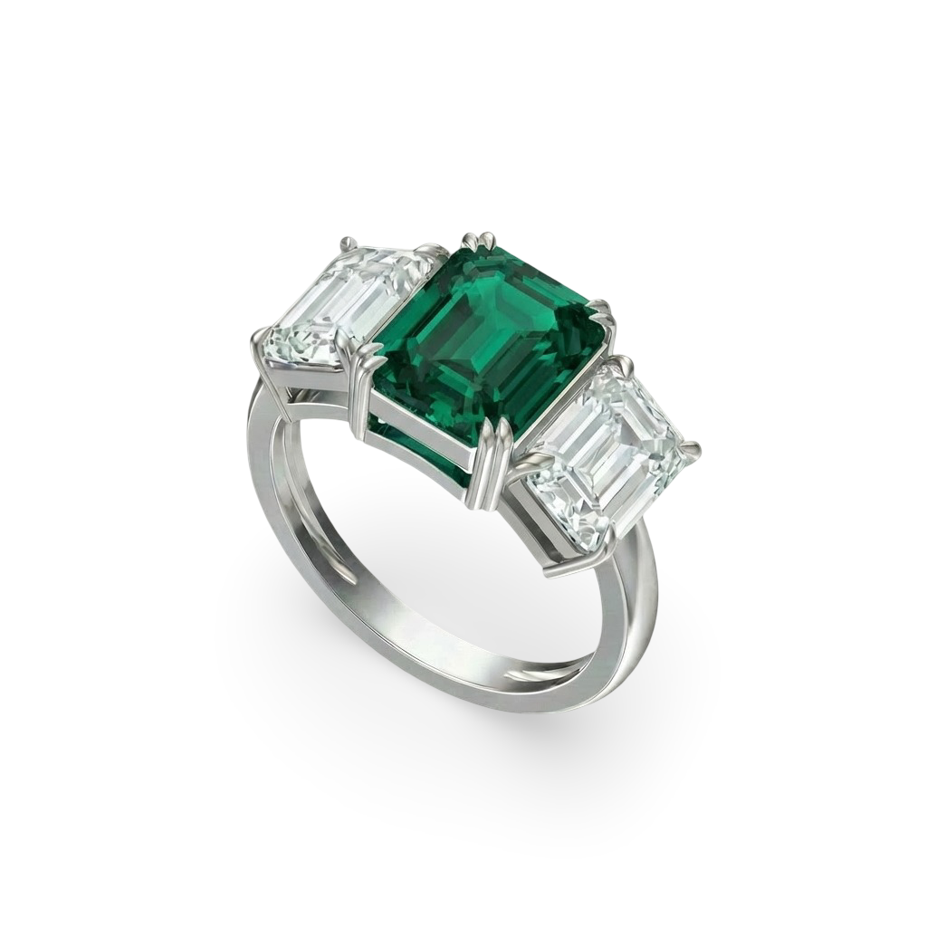 Nexus Trilogy Ring – Zambian Green Emerald