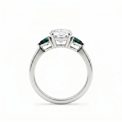 Juno Trio Ring – Zambian Green Emerald