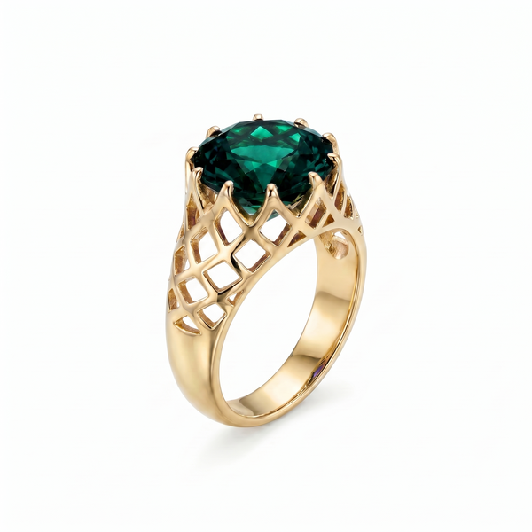 Juno Trellis Ring – Zambian Green Emerald
