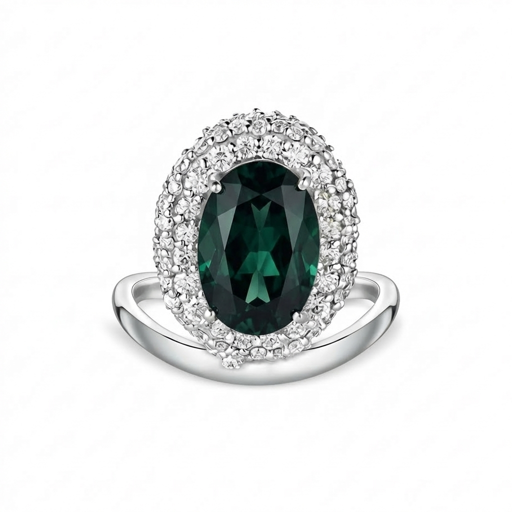 Velara Crest Ring – Zambian Green Emerald