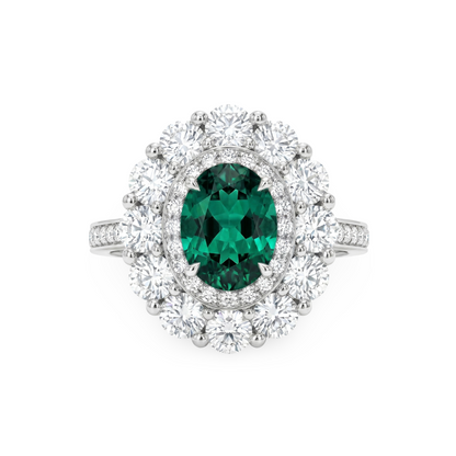 Velara Double Halo Ring – Zambian Green Emerald