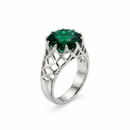 Juno Trellis Ring – Zambian Green Emerald