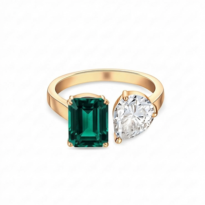 Nova Toi & Moi Ring – Zambian Green Emerald
