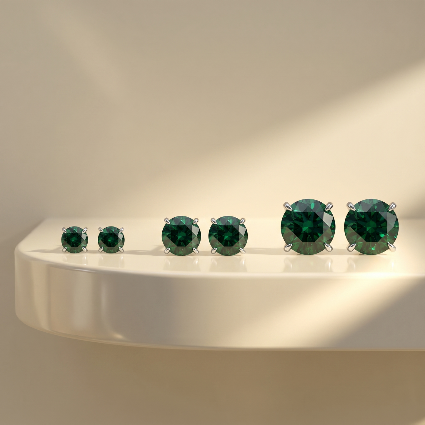 Juno Stud Earrings – Zambian Green Emerald