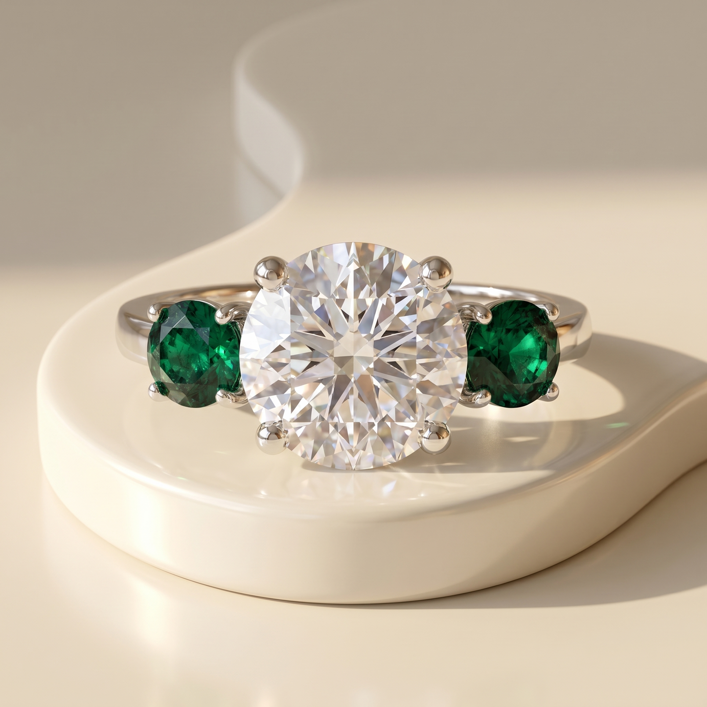 Juno Trilogy Ring – Zambian Green Emerald