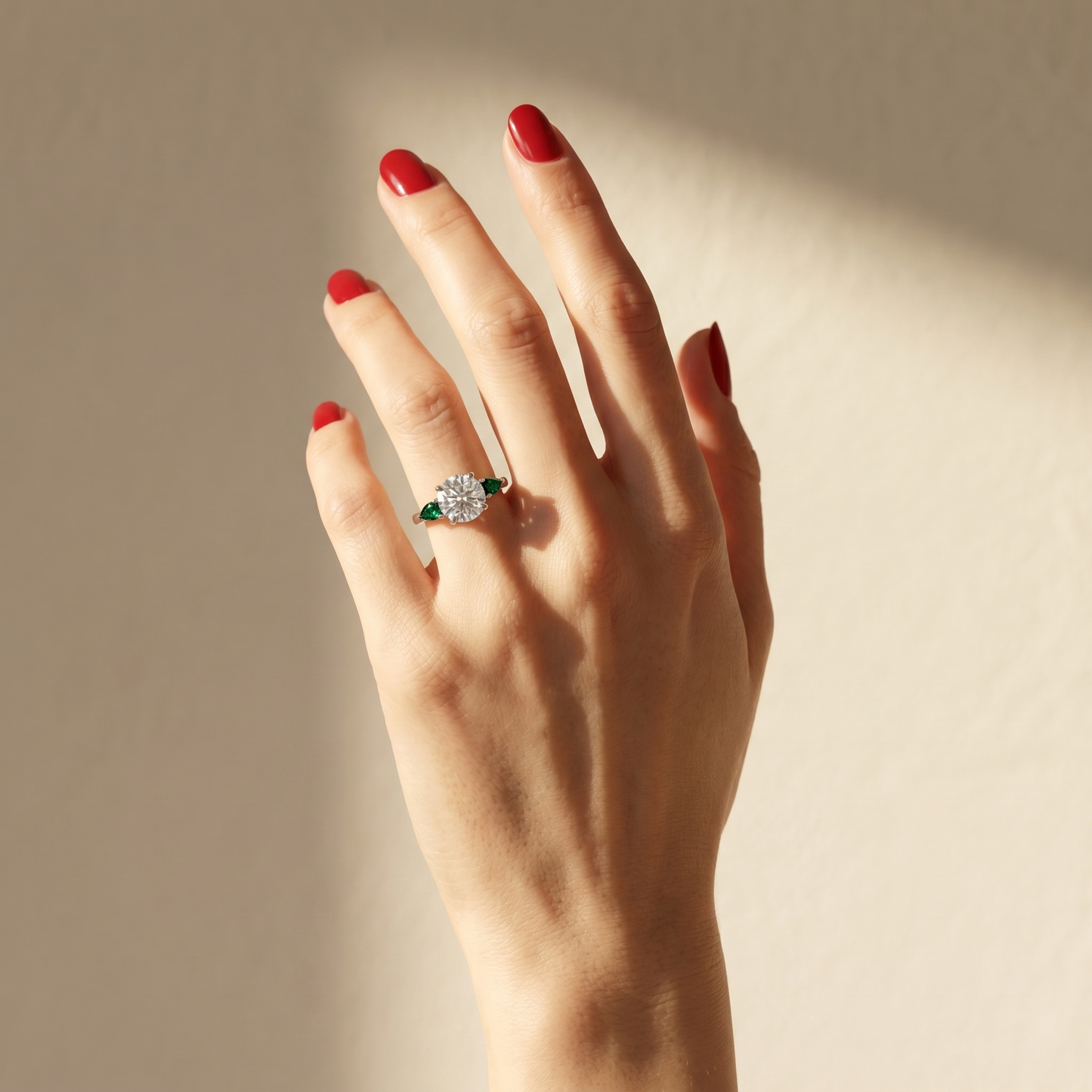 Juno Trio Ring – Zambian Green Emerald