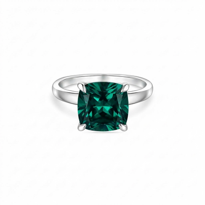 Aria Cushion Solitaire Ring – Zambian Green Emerald