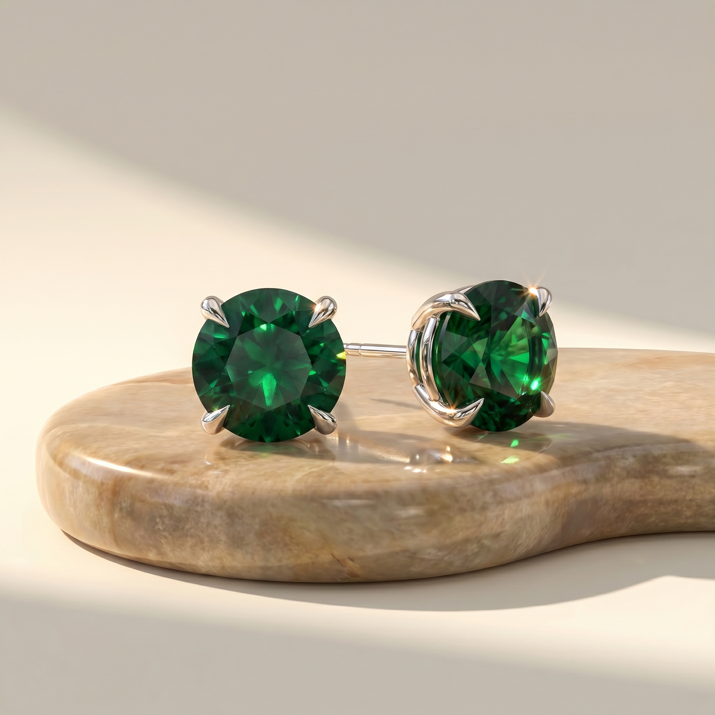 Juno Stud Earrings – Zambian Green Emerald