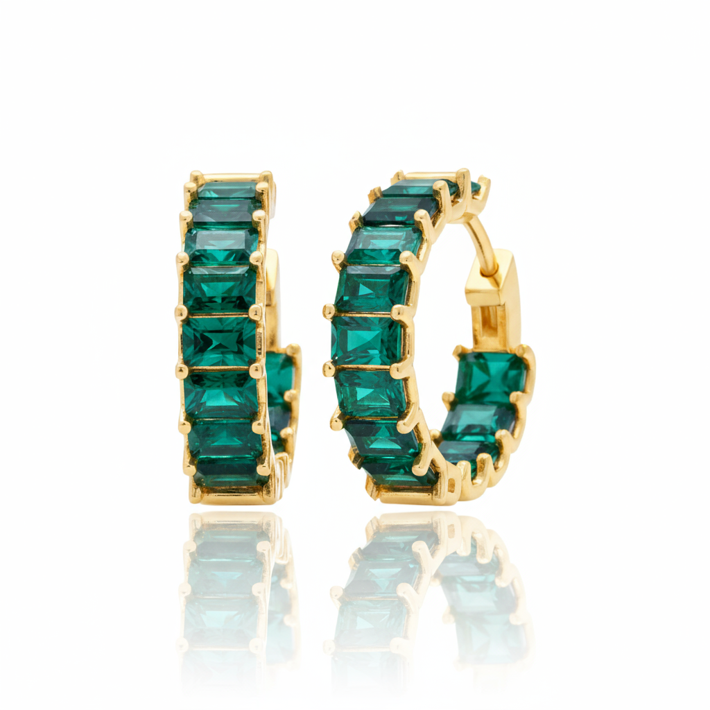 Nexus Hoop Earrings – Zambian Green Emerald