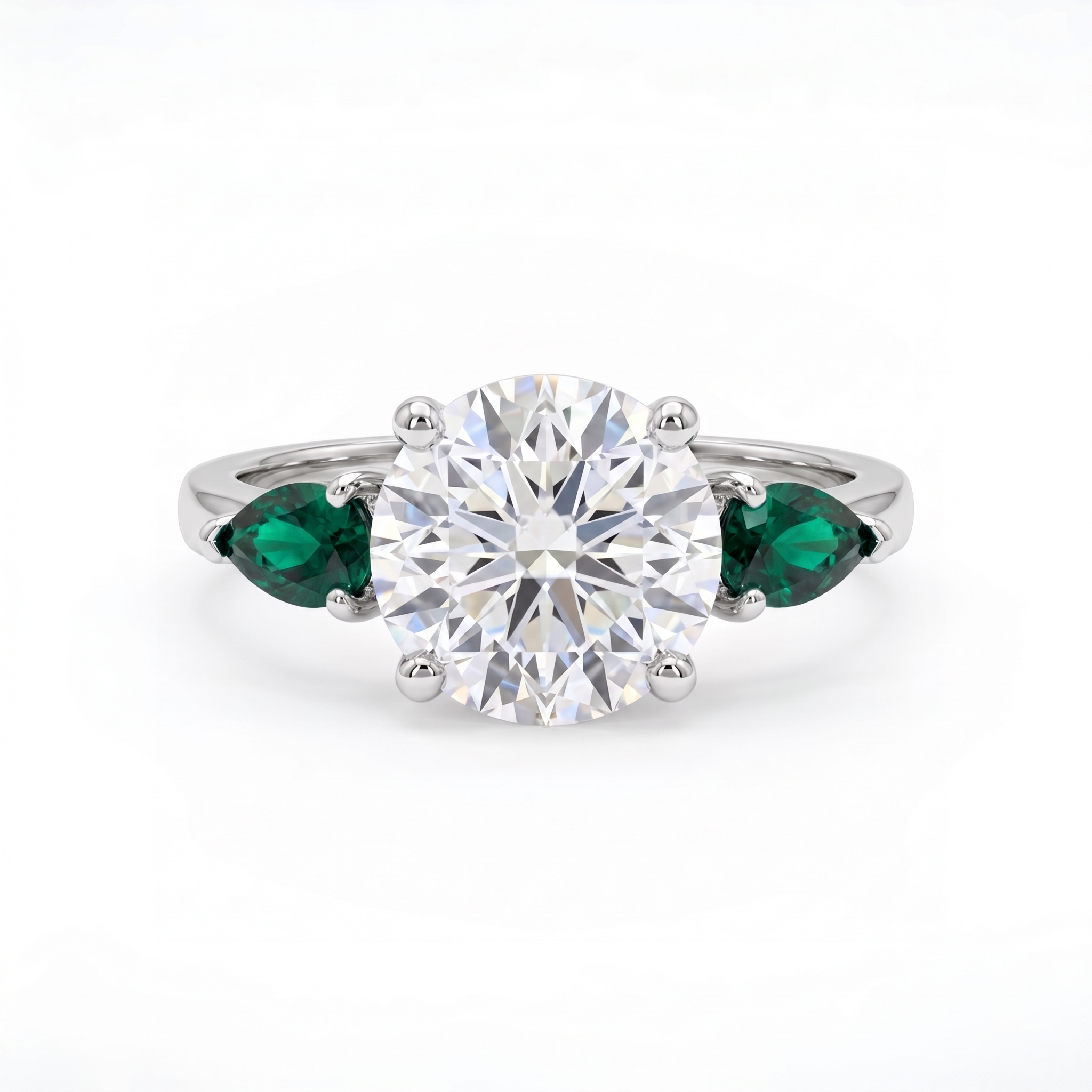 Juno Trio Ring – Zambian Green Emerald