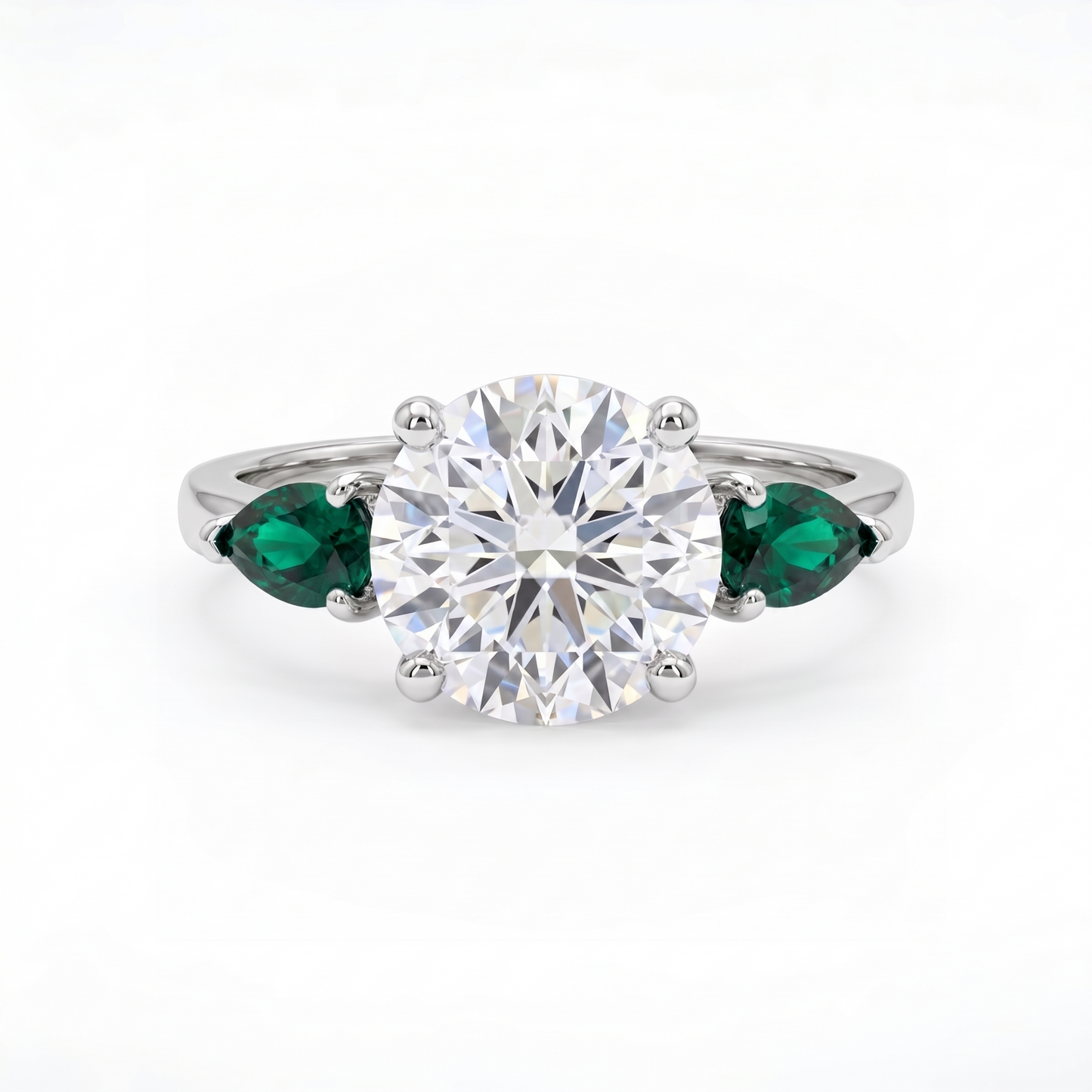 Juno Trio Ring – Zambian Green Emerald