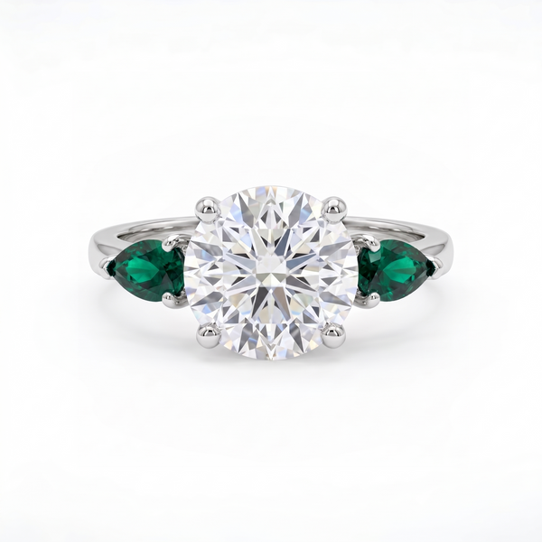Juno Trio Ring – Zambian Green Emerald
