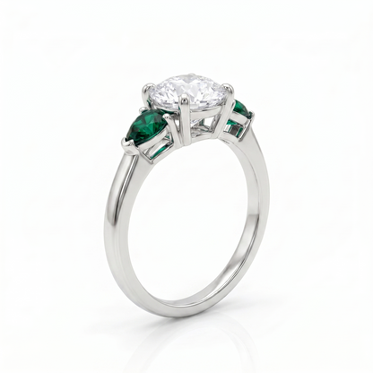 Juno Trio Ring – Zambian Green Emerald