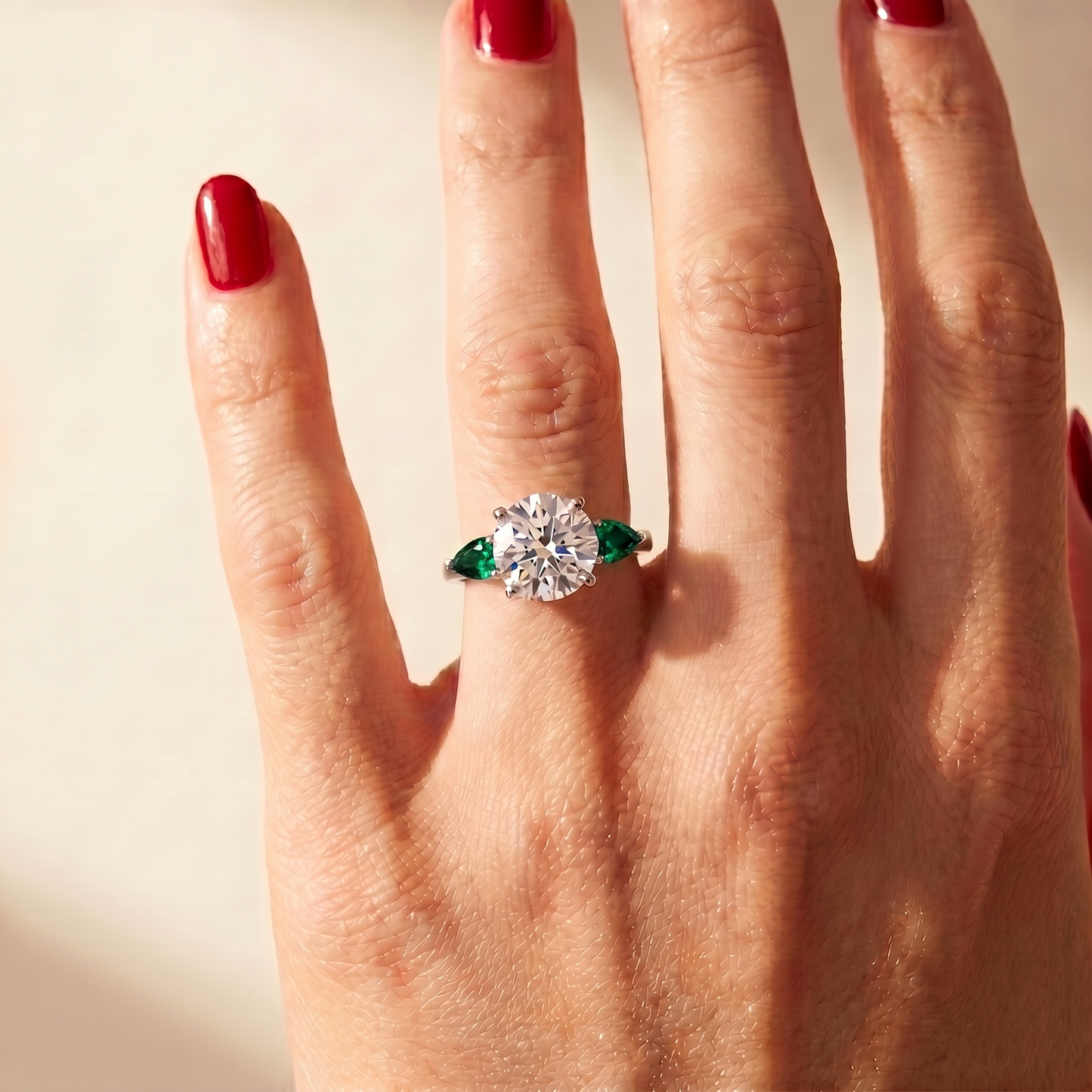 Juno Trio Ring – Zambian Green Emerald