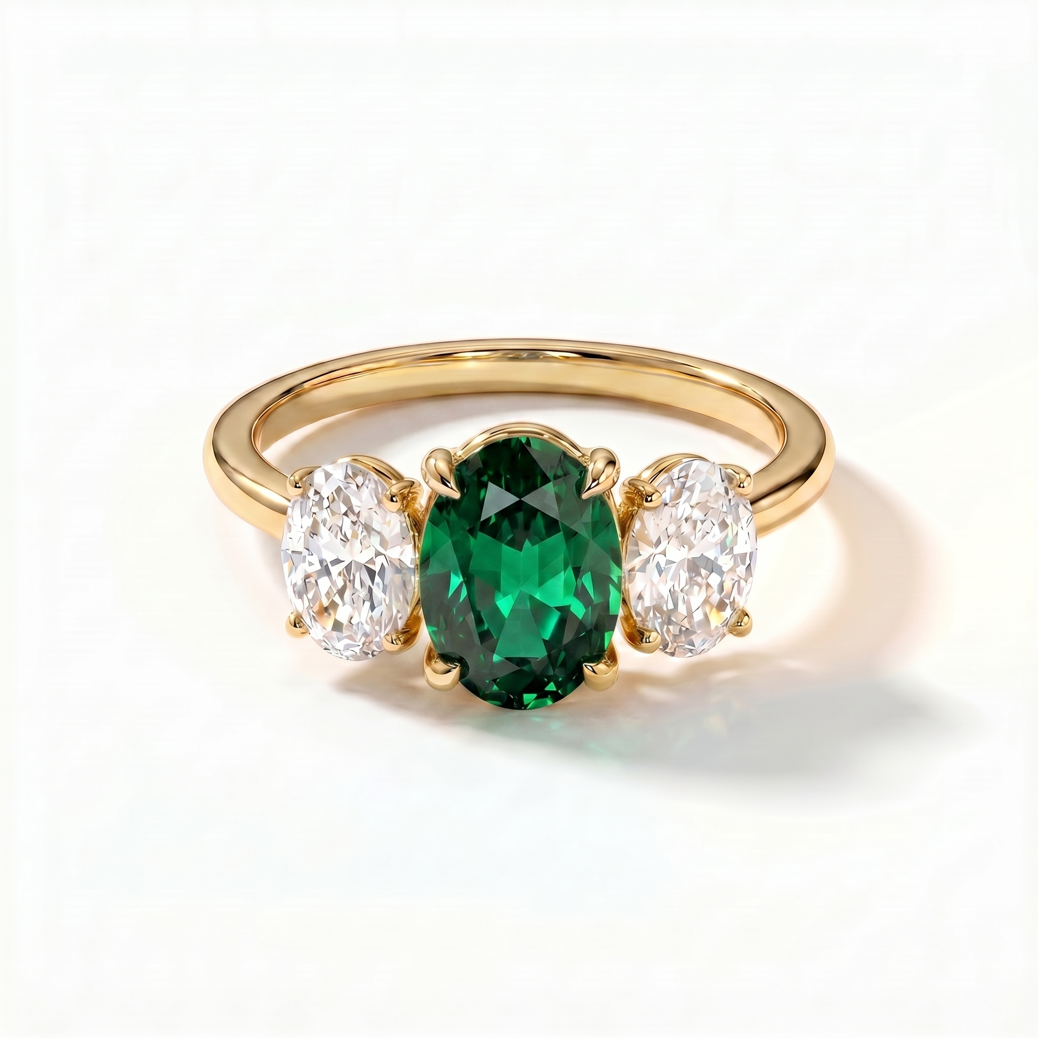 Velara Trilogy Ring – Zambian Green Emerald