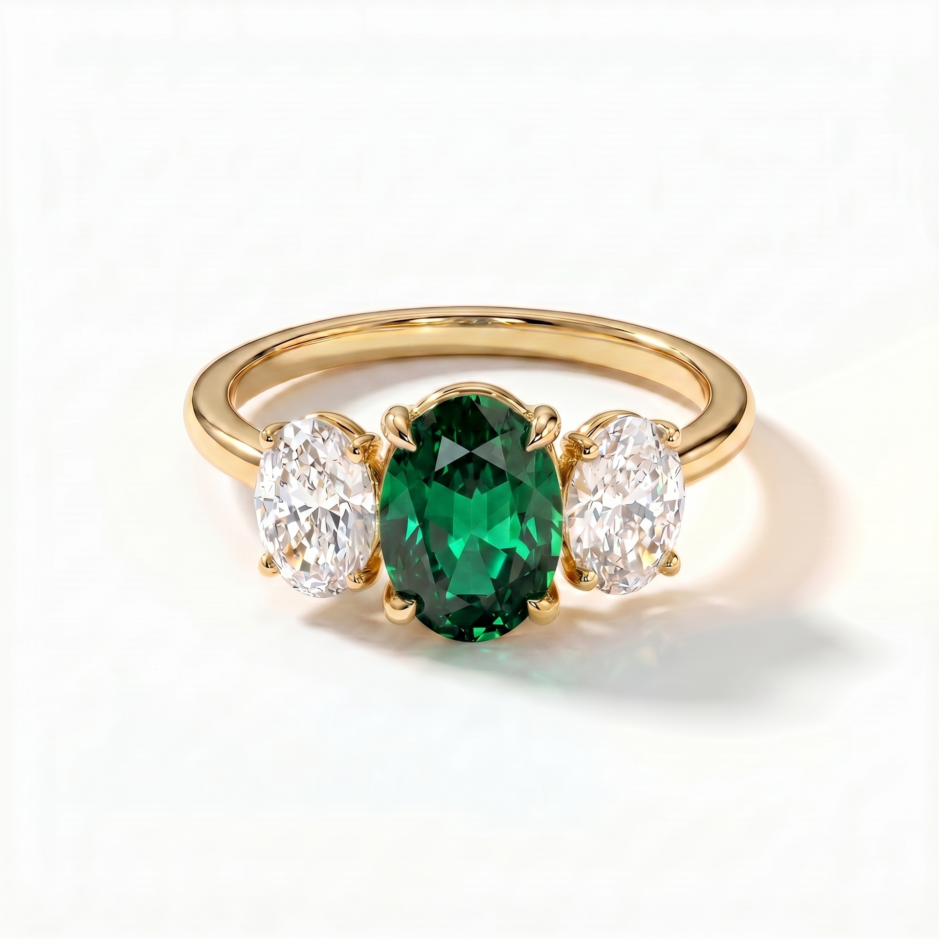 Velara Trilogy Ring – Zambian Green Emerald