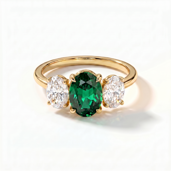 Velara Trilogy Ring – Zambian Green Emerald