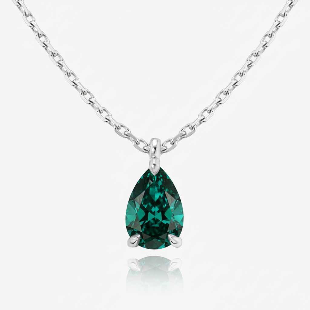 Nova Solitaire Necklace – Zambian Green Emerald