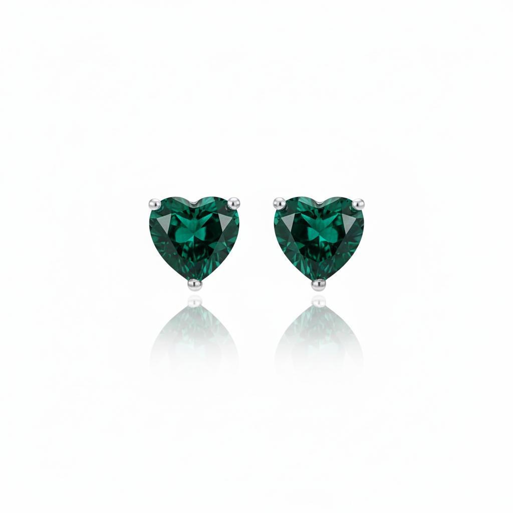 Amore Stud Earrings – Zambian Green Emerald