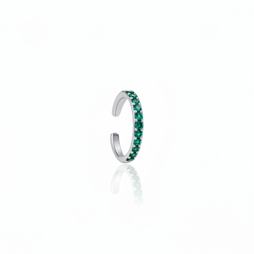 Linea Midi Ear Cuff – Zambian Green Emerald