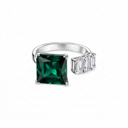 Aria Princess Open Ring – Zambian Green Emerald