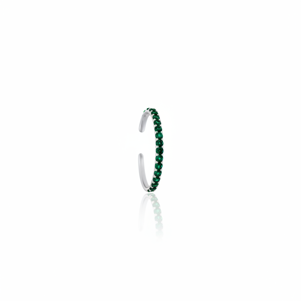 Linea Mini Ear Cuff – Zambian Green Emerald