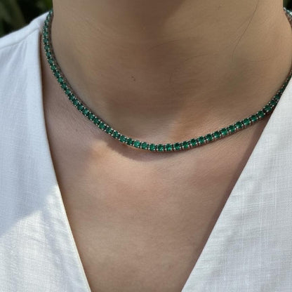 Juno Midi Tennis Necklace – Zambian Green Emerald
