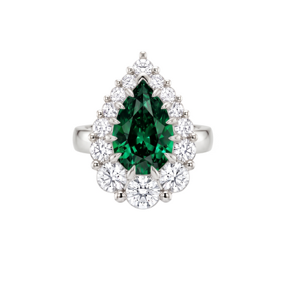 Nova Halo Ring – Zambian Green Emerald