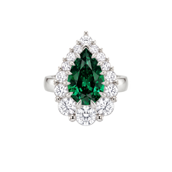 Nova Halo Ring – Zambian Green Emerald